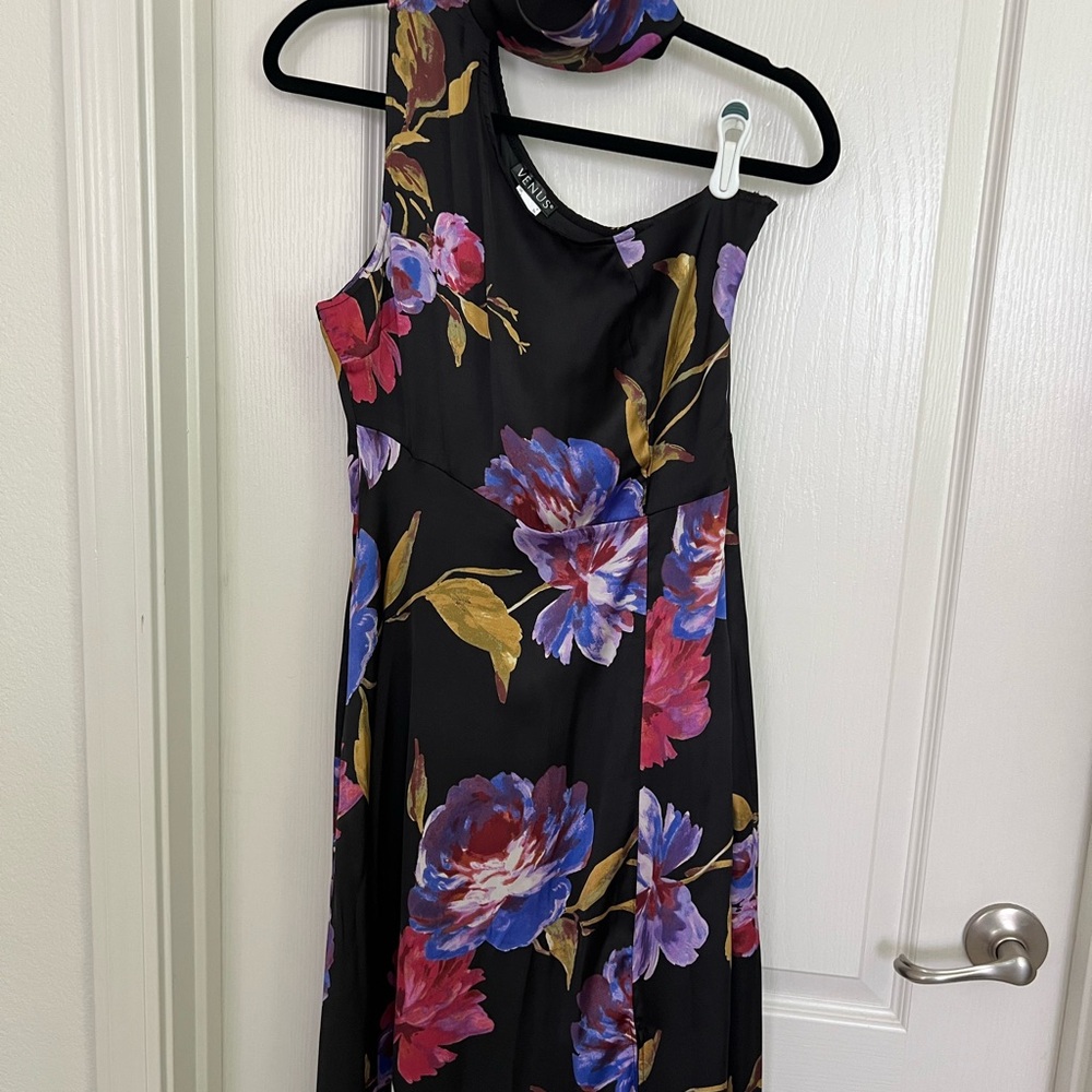 VENUS Black and Purple Floral Dress